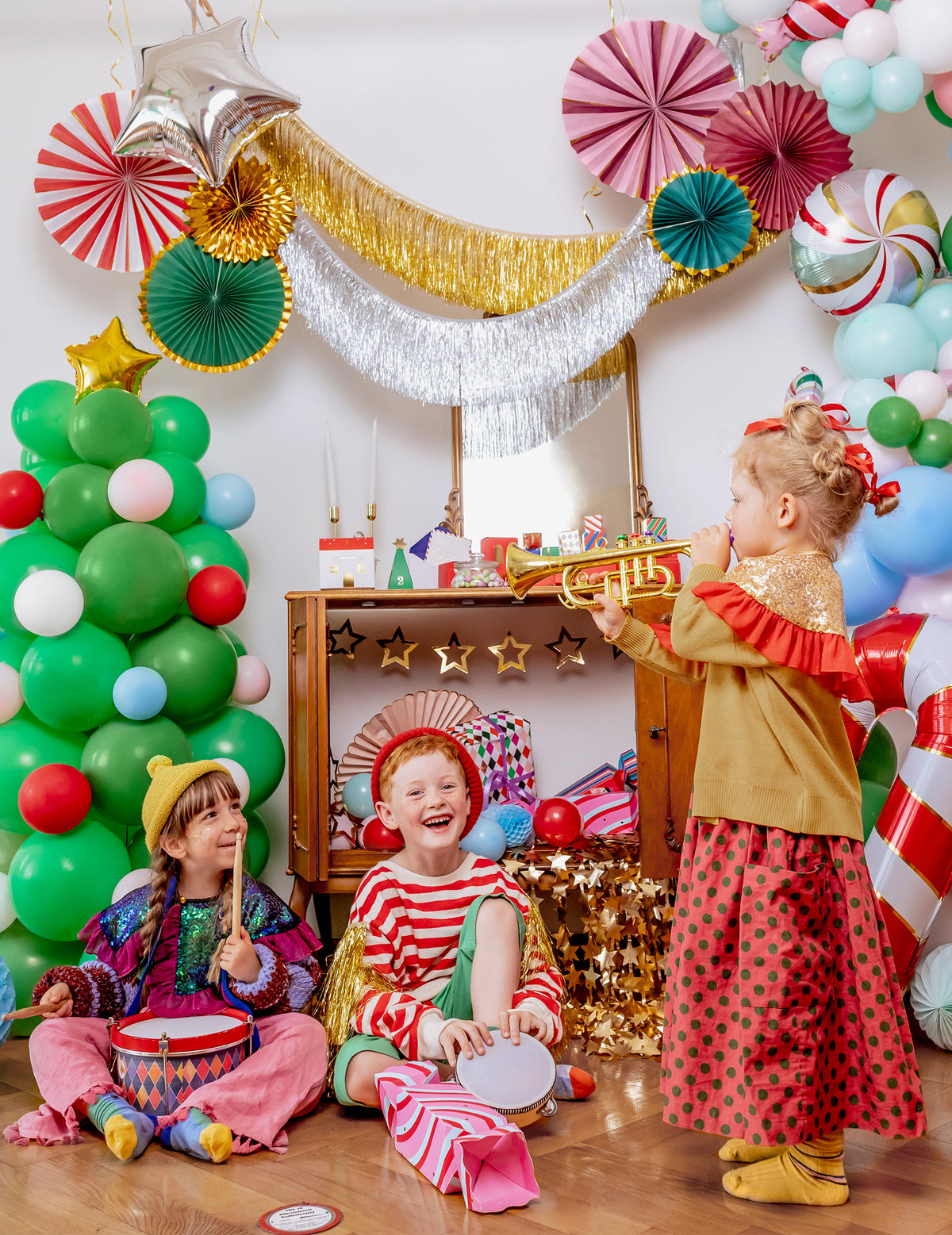 Mise en situation du bouquet de ballons Sapin de Noël