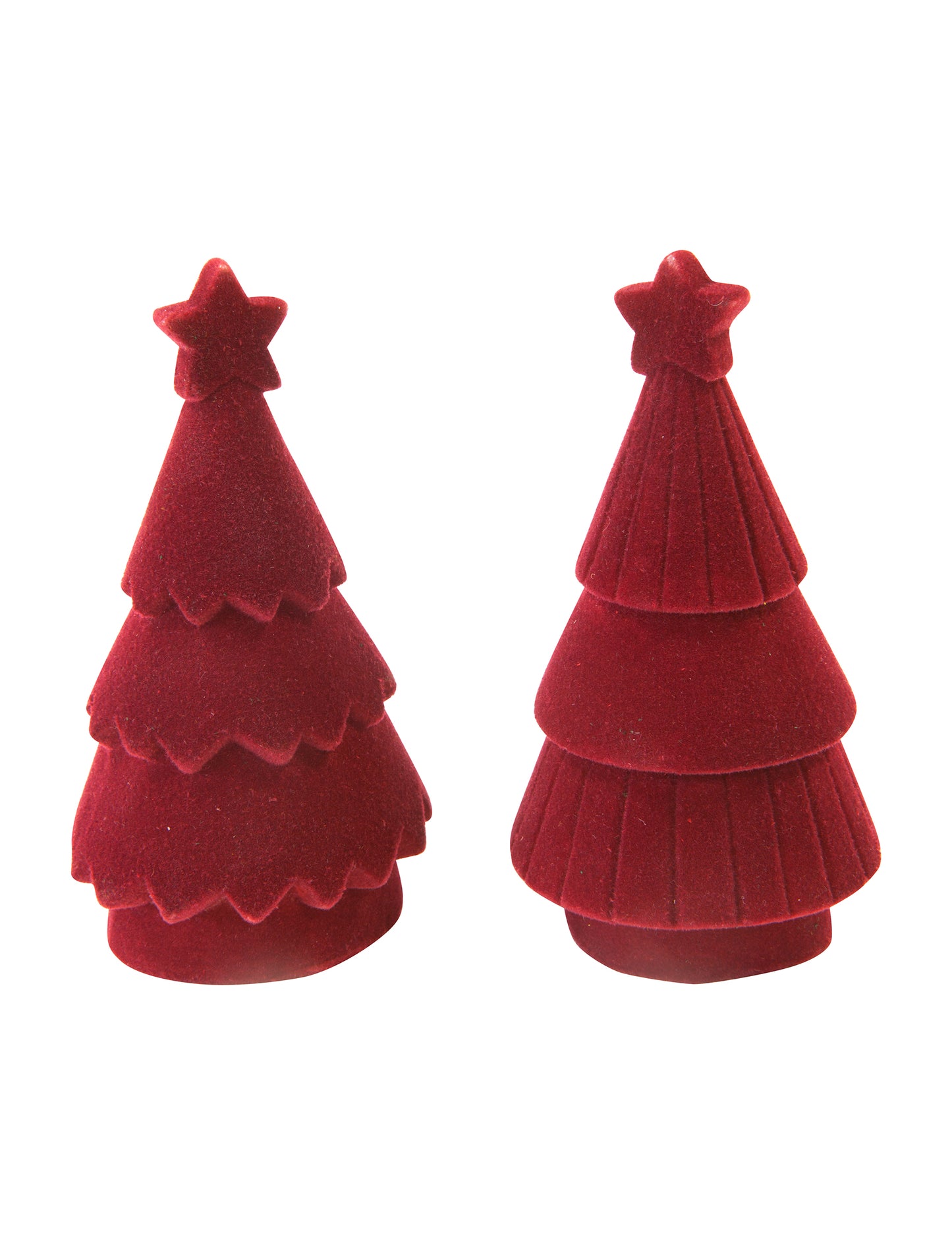 Temno rdeča božična jelka iz smole z žametnim učinkom 11 cm, šik dekor