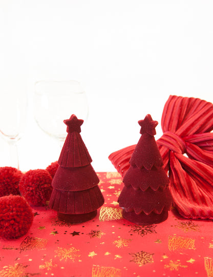 Temno rdeča božična jelka iz smole z žametnim učinkom 11 cm, šik dekor