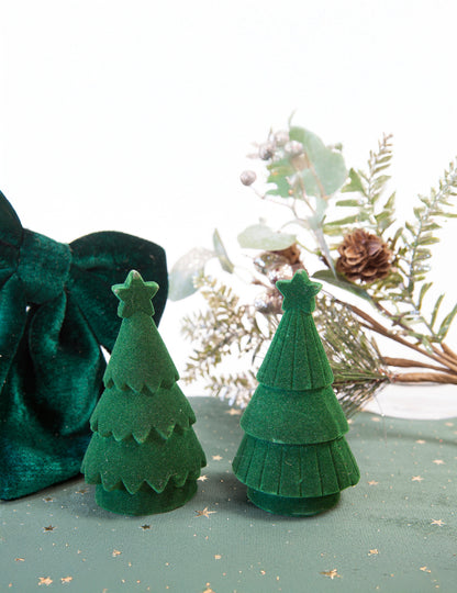 Zelena božična jelka iz smole z žametnim učinkom 11 cm, dekoracija mize