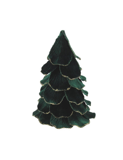 Božično drevo iz temno zelenega žameta in zlata, 12 x 16 cm