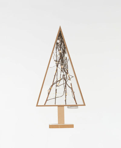 Sapin lumineux bois naturel avec 30 LED et étoiles