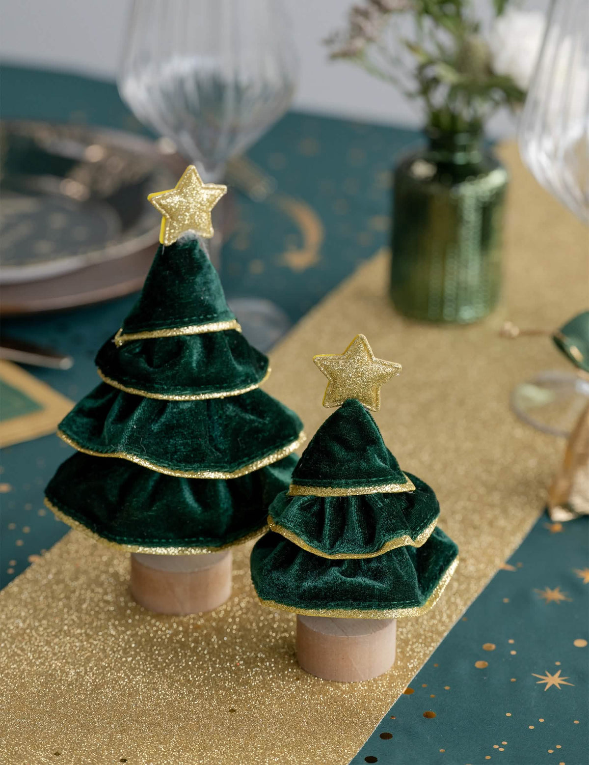 Sapin pailleté vert sapin 7 x 12 cm
