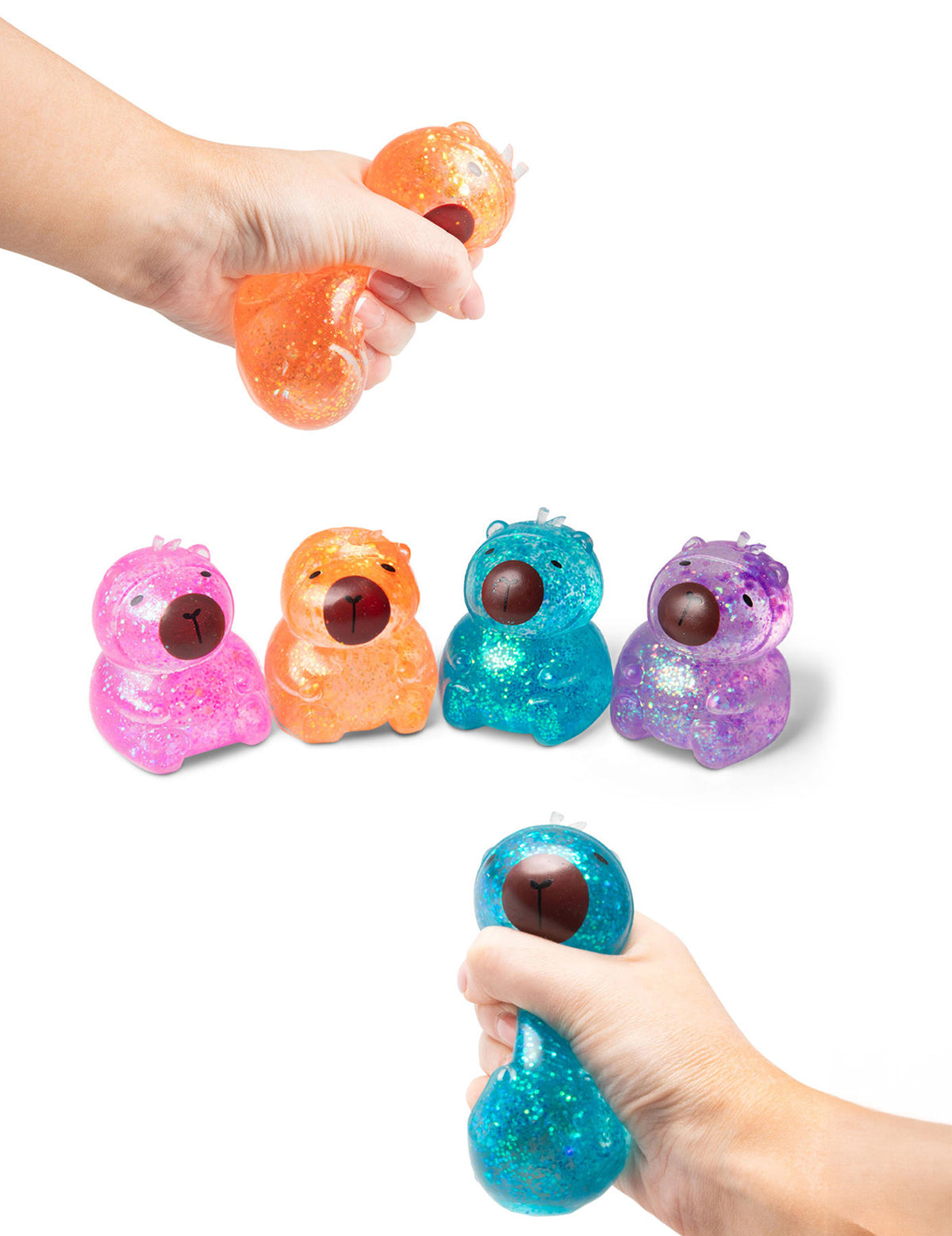 Balle anti stress capybara Scrunchems pailletée multicolore