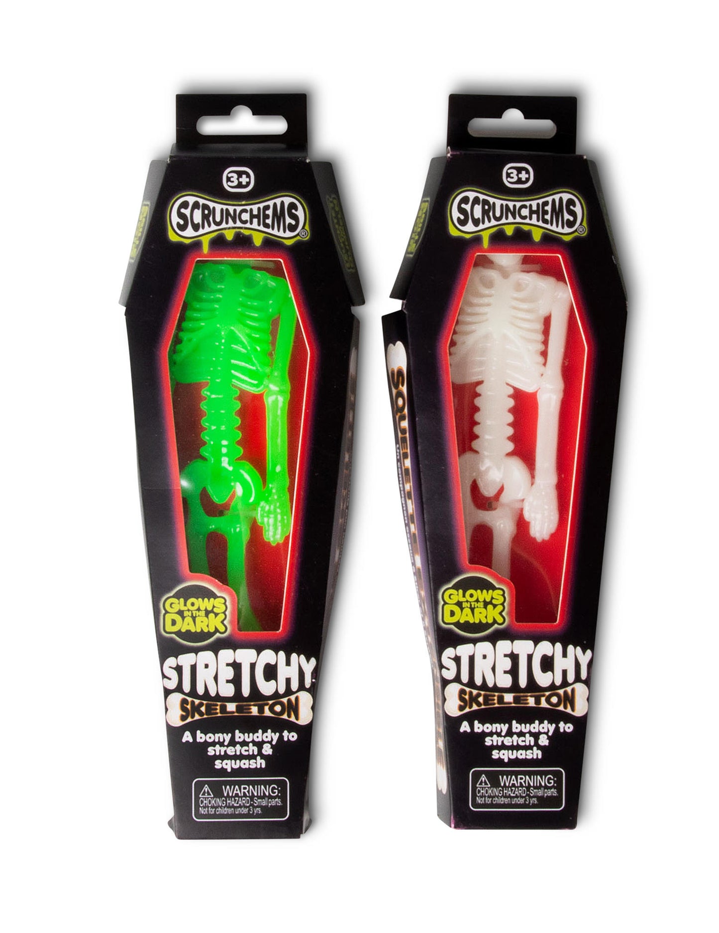Scrunchems raztegljiva okostnjaška igrača, ki se sveti v temi