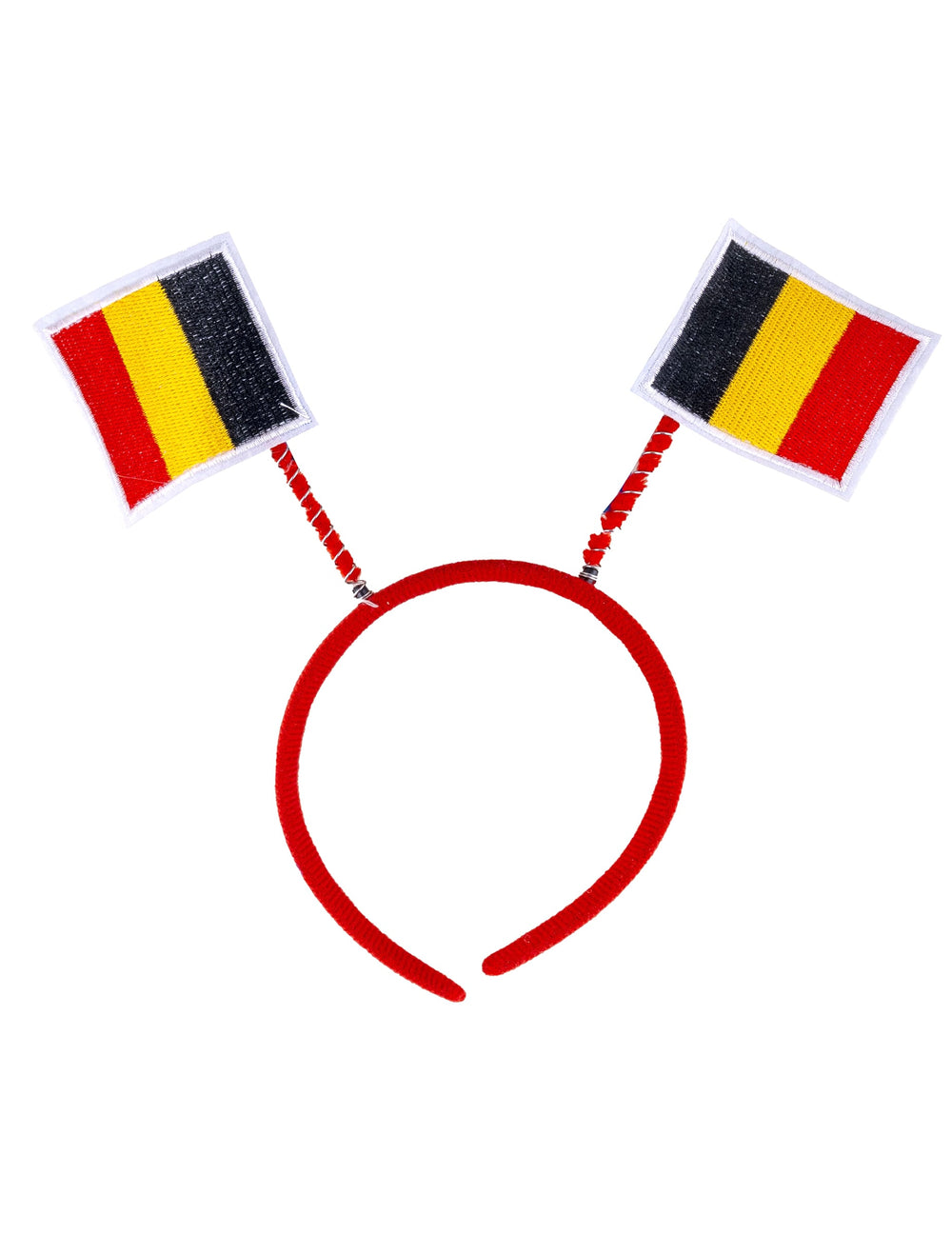 Vue de face du serre-tête supporter drapeaux Belgique