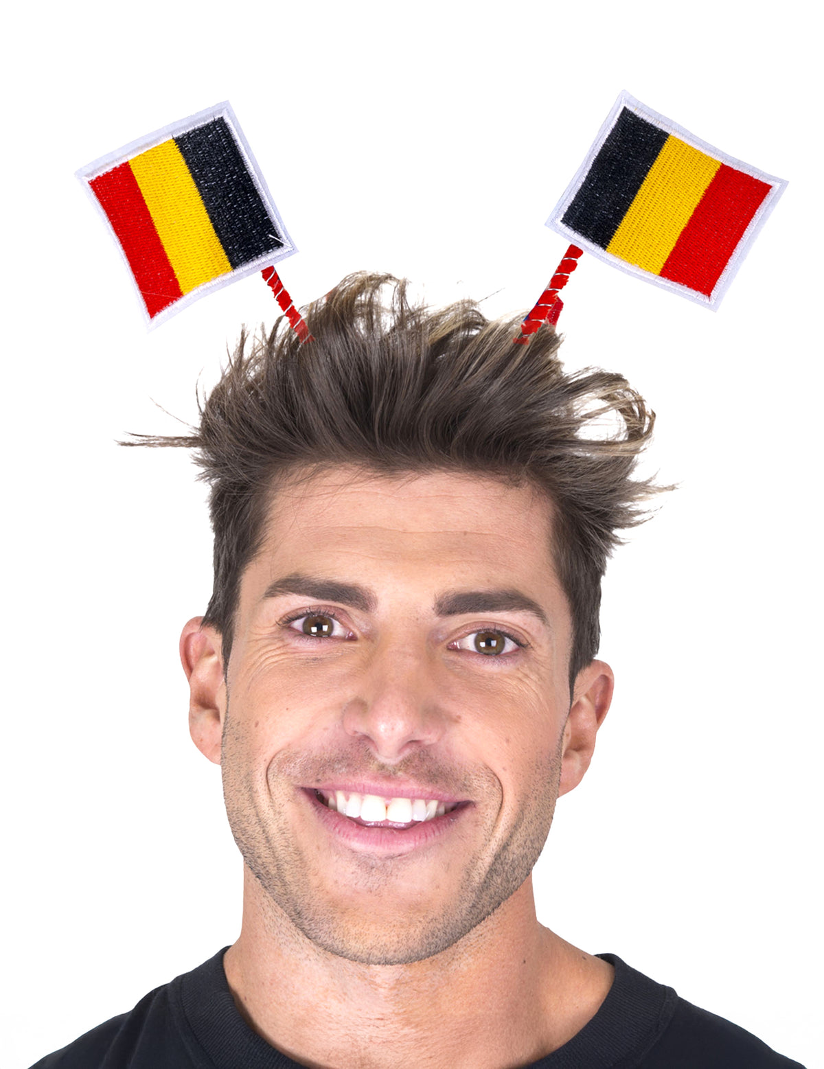 Serre-tête supporter drapeaux Belgique pour adulte noir jaune et rouge