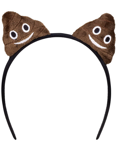Serre-tête caca pour adulte marron avec peluches souriantes
