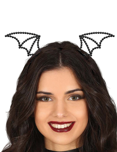 Serre-tête chauve-souris à strass pour femme noir