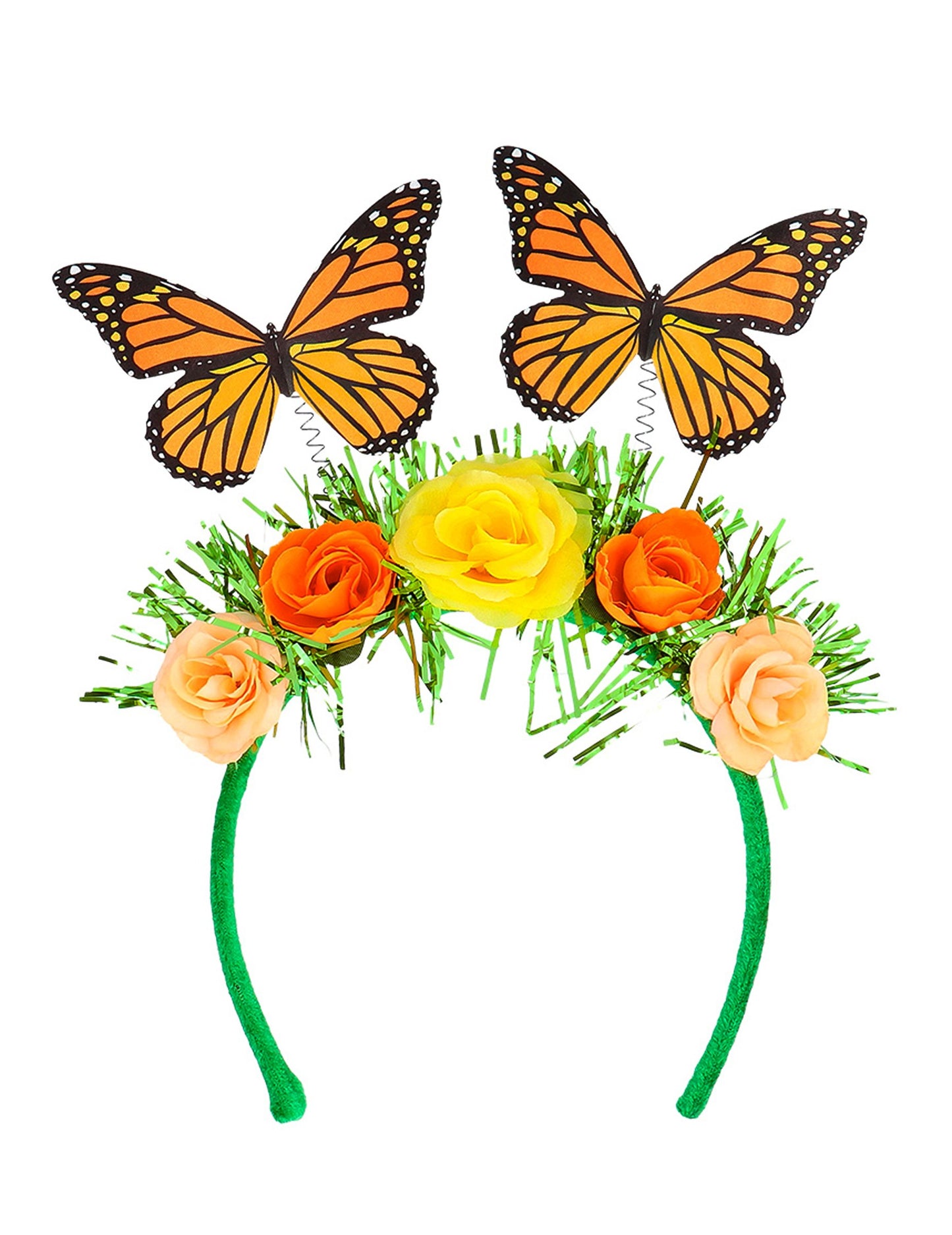 Naglavni trak za odrasle z rožami in metulji