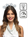 Serre-tête flocons de Noël pour femme lumineux à LED argenté