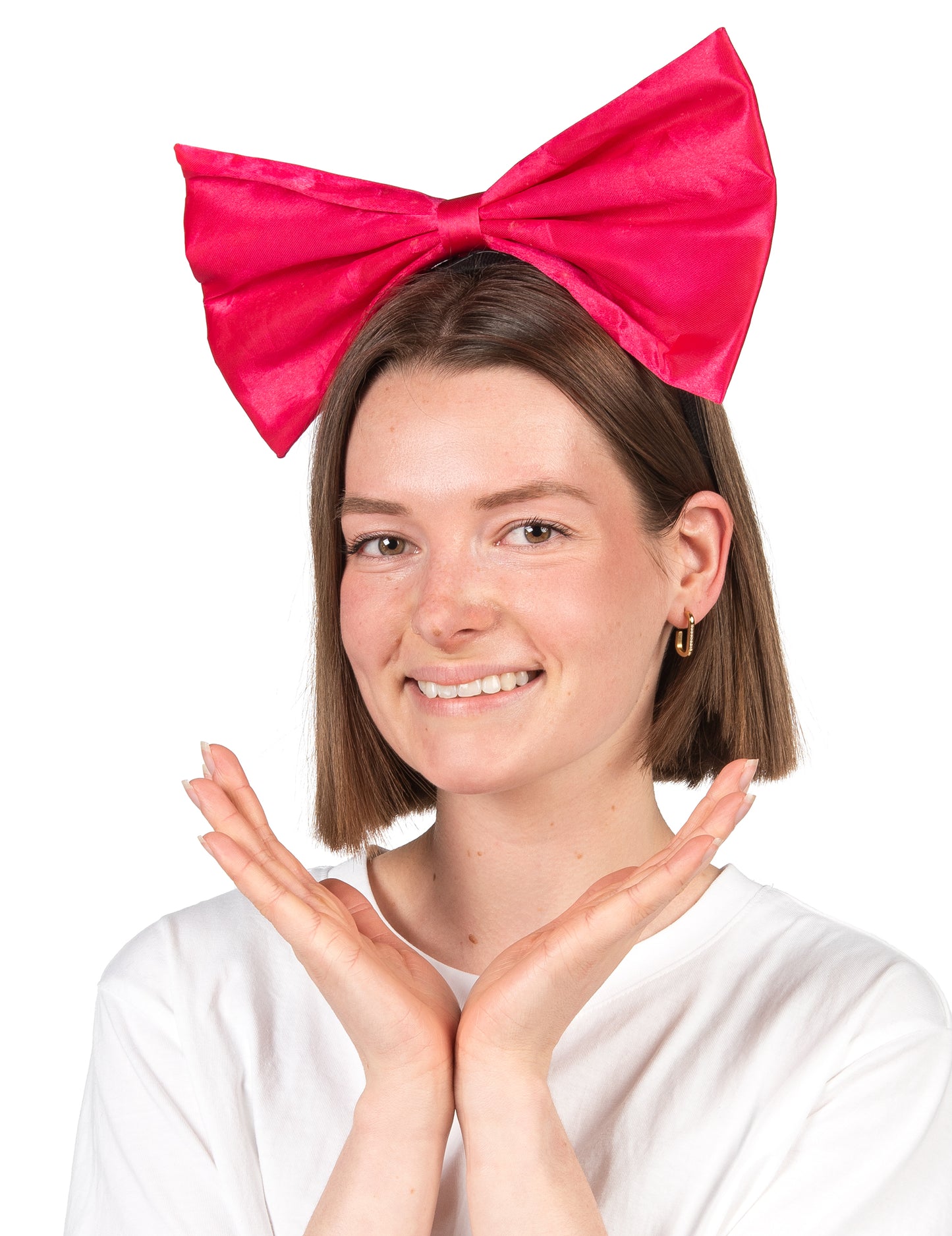 Serre-tête gros nœud pour adulte rose fluo