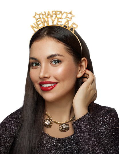Naglavni trak z okrasnimi kamni za srečno novo leto za odrasle