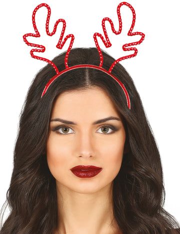 Božični naglavni trak z jeleni in rdečimi okrasnimi kamni