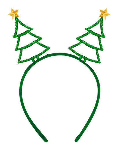 Vue de face du serre-tête sapins de Noël à strass