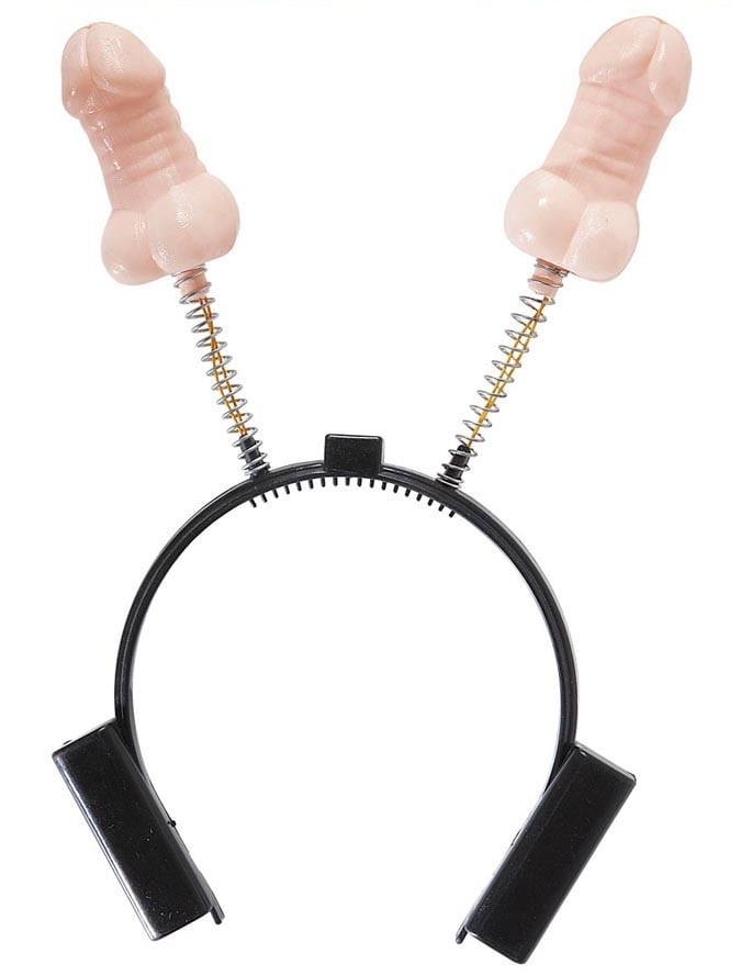 Serre-tête zizi pour adulte lumineux noir et chair