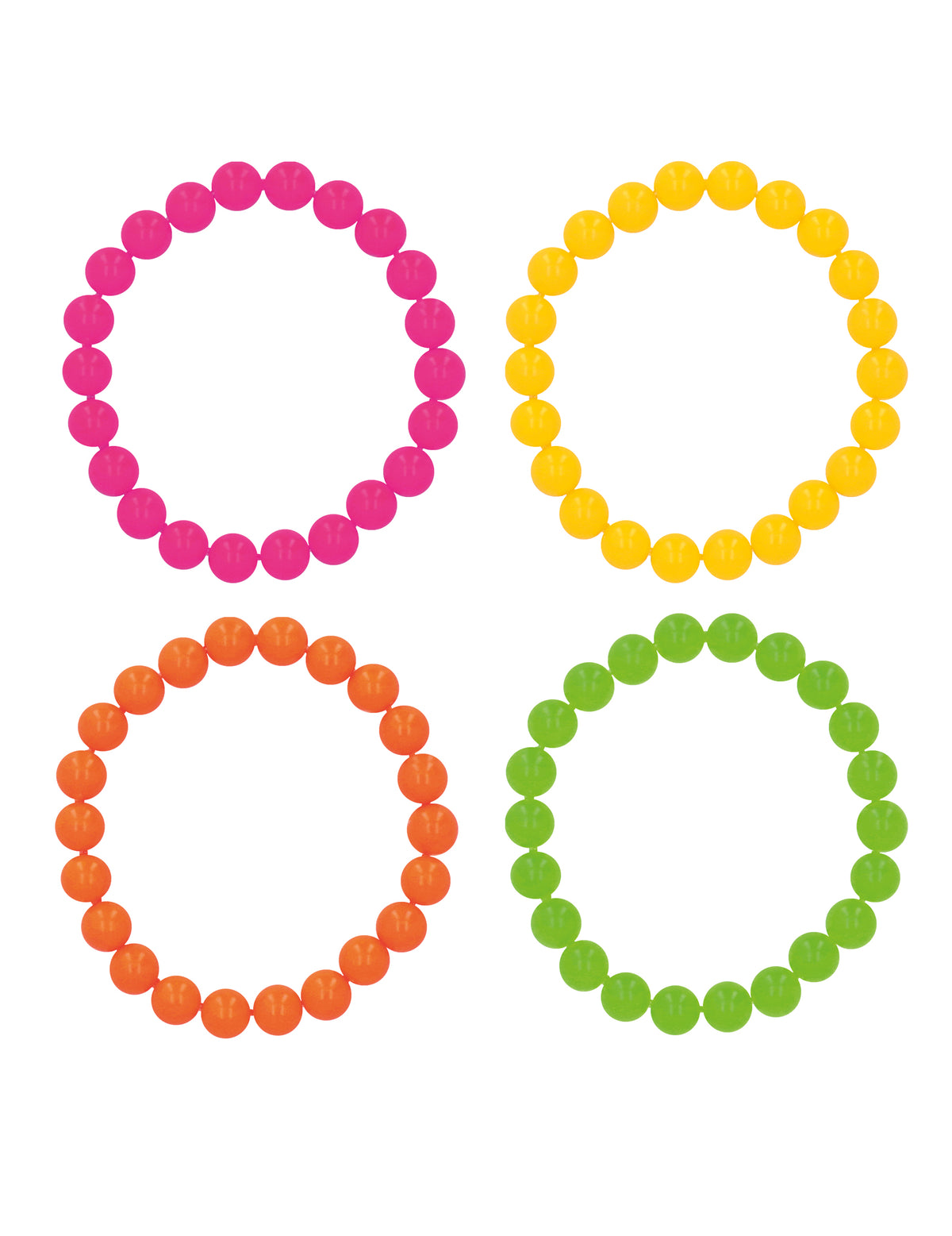Bracelets de perles fluo du set accessoires années 80 pour adulte