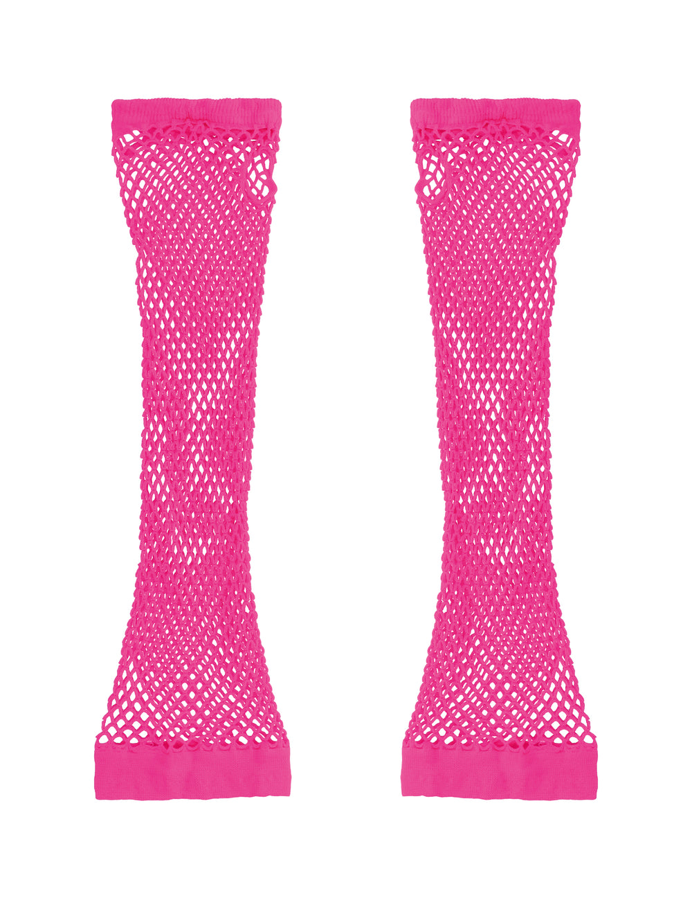 Mitaines en résille rose fluo du set accessoires années 80 pour adulte