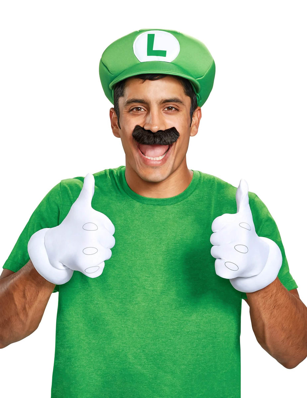 Set dodatki Luigi™ za odrasli zelena in bela z ograjo, brki in rokavice