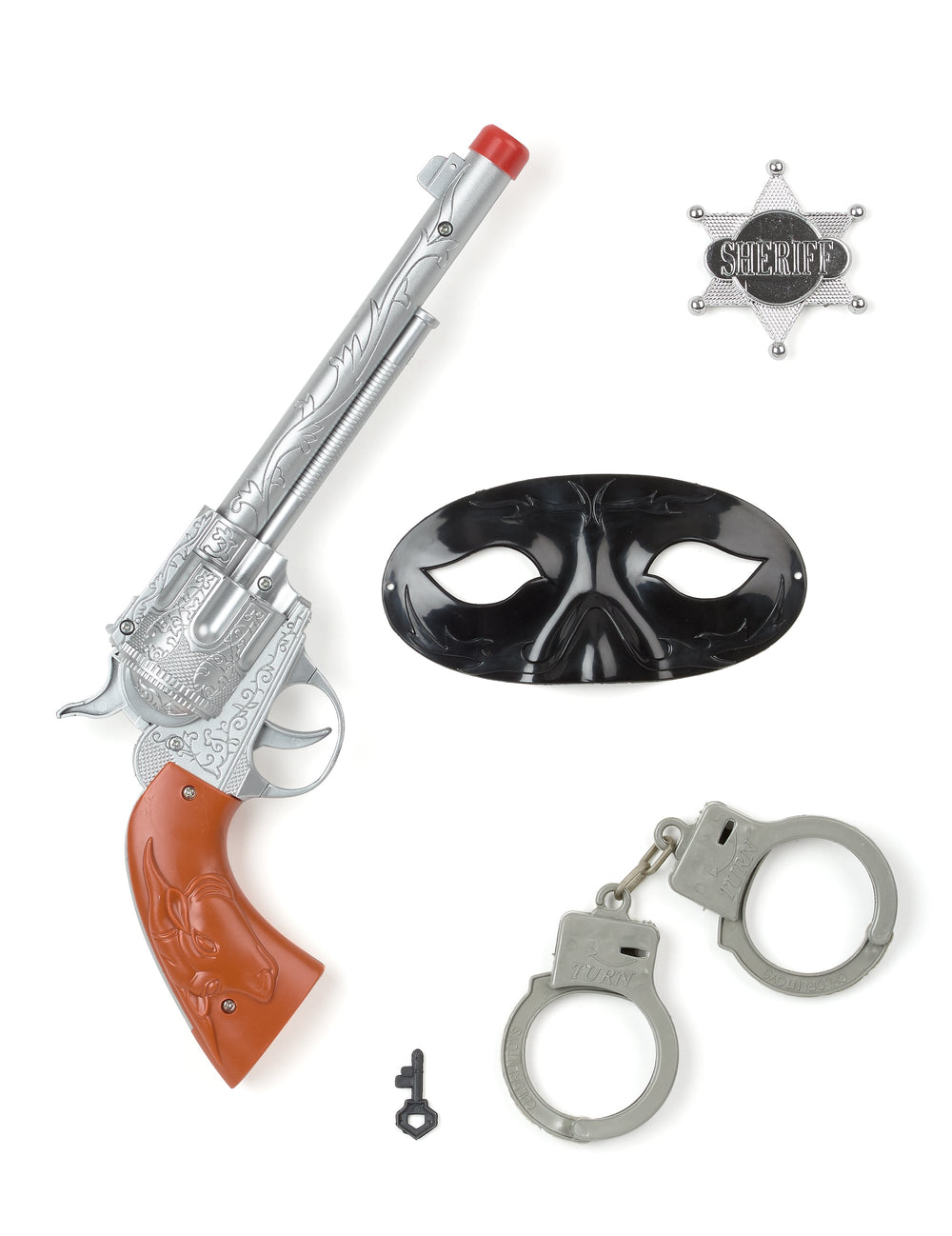 Set de cowboy pour enfant avec pistolet menottes masque et étoile de shérif