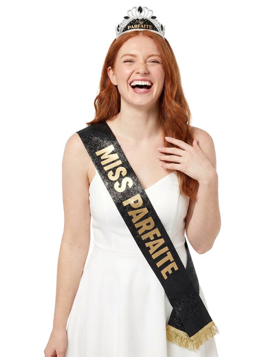 Komplet šal in tiara Miss Parfaite za ženska črna in zlata