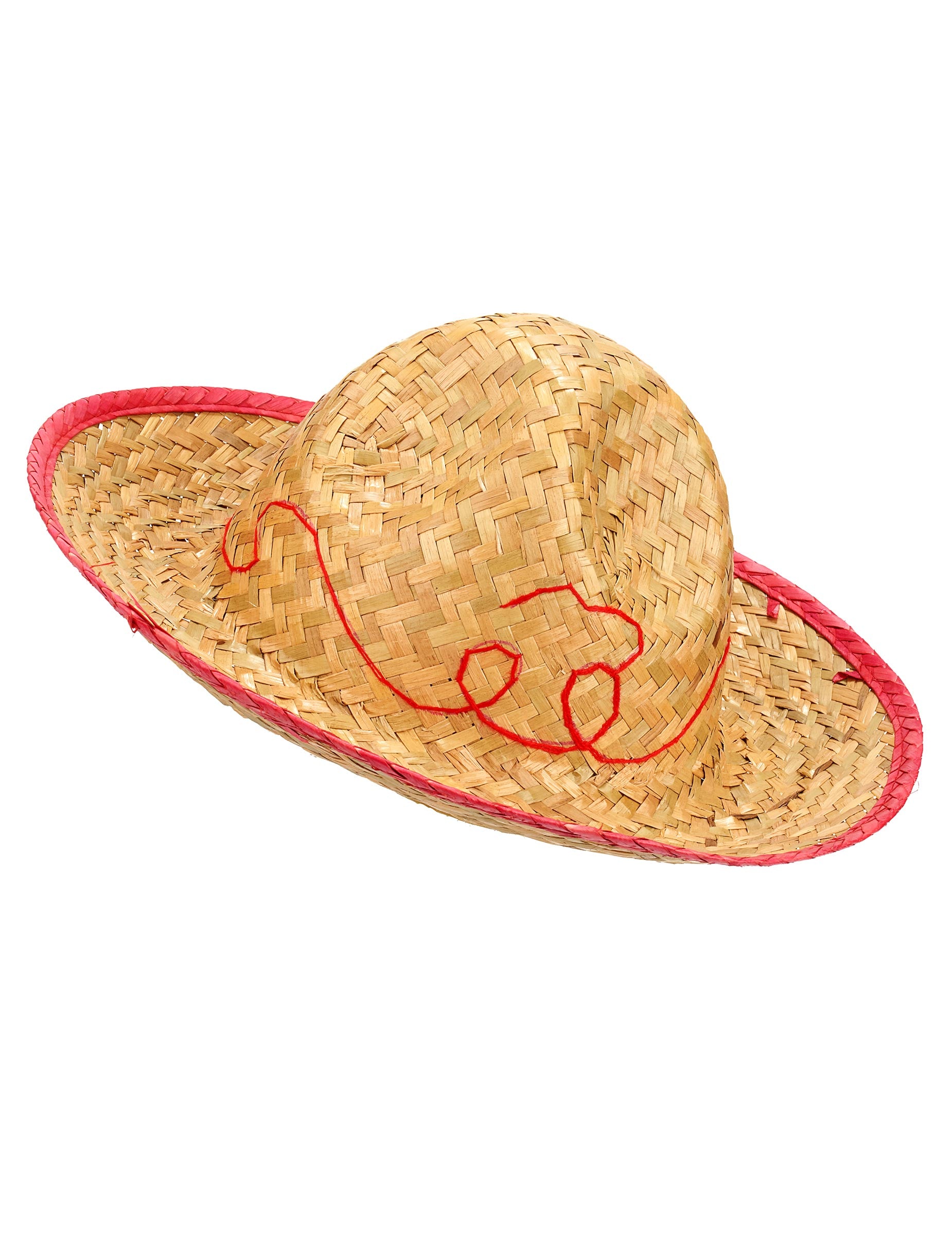 Sombrero en paille pour enfant avec liseré rouge