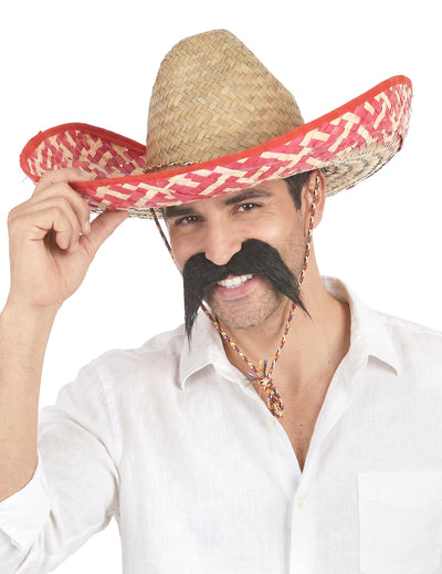 Rdeča mehiška sombrero in slama za odrasle