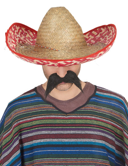 Sombrero mexicain pour adulte rouge et paille