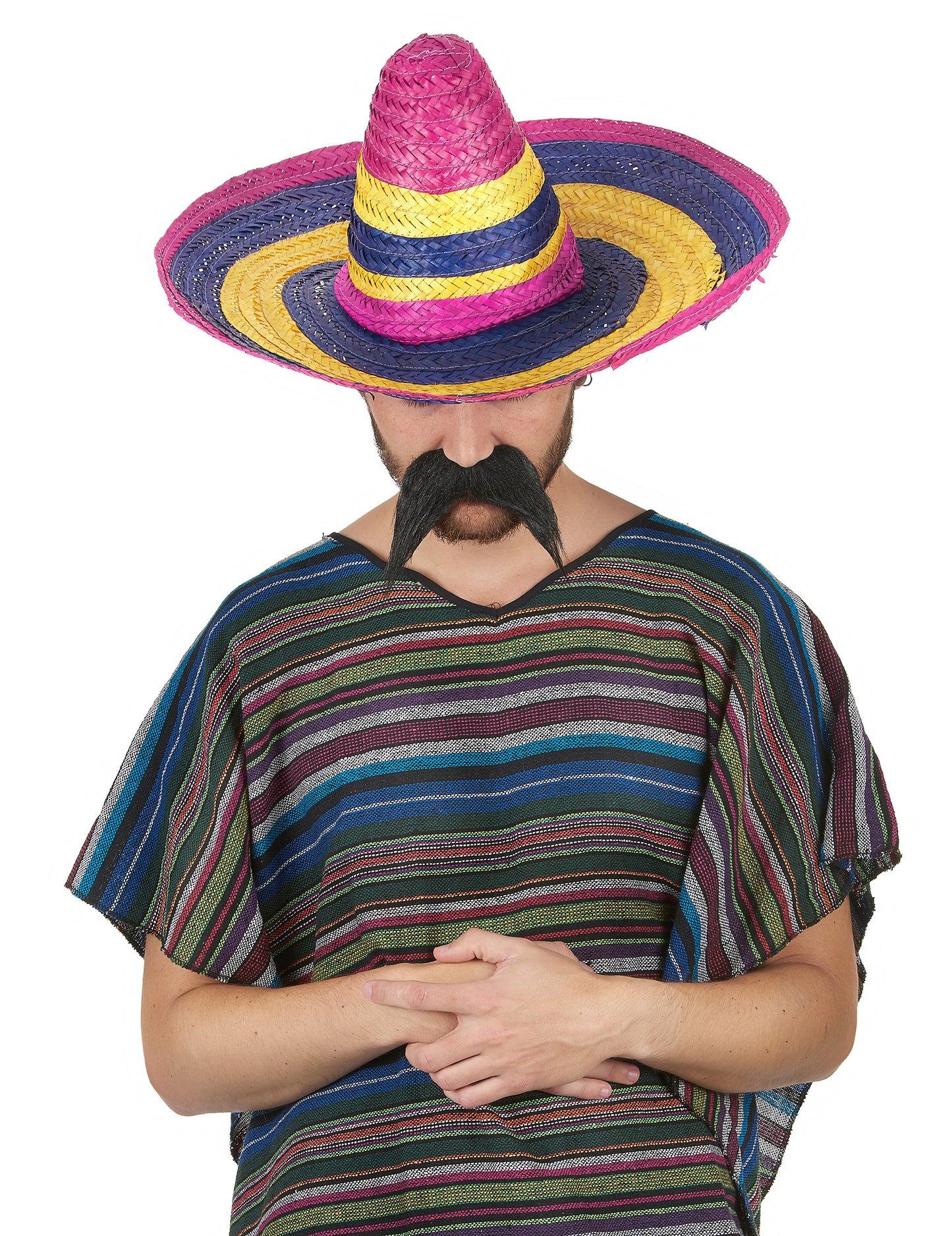 Večbarvni slamnati sombrero za odrasle