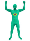 Déguisement speedsuit supporter du Brésil pour adulte vert jaune et bleu