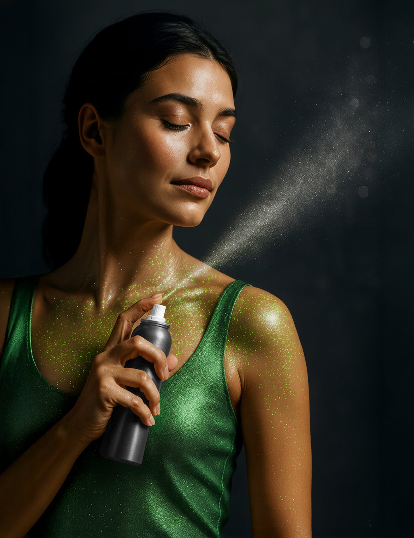 Spray z bleščicami zeleno 75 ml