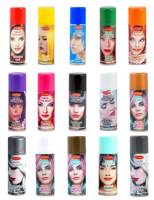 Spray pour cheveux couleurs pour fête panel de plusieurs coloris disponibles