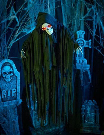 Svetloba, zvok in animirani halloween okostje 90 cm