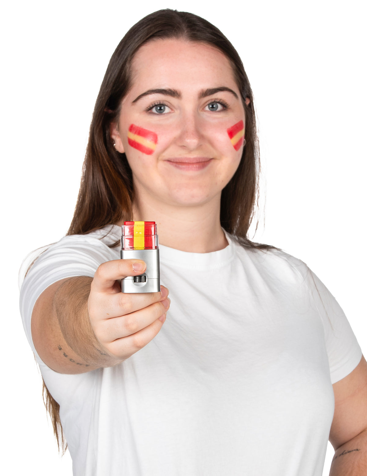 Mise en situation du stick de maquillage supporter Espagne