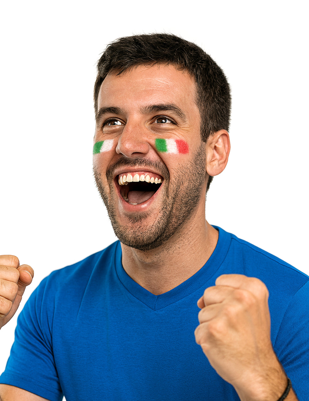 Rendu sur le visage du stick de maquillage supporter Italie