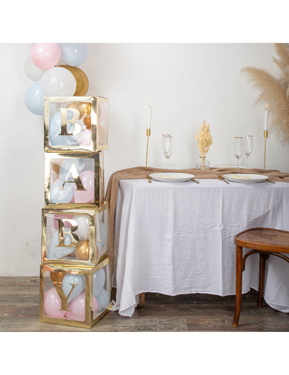 Zlati baby nalepke s črkami 15 cm za baby shower 