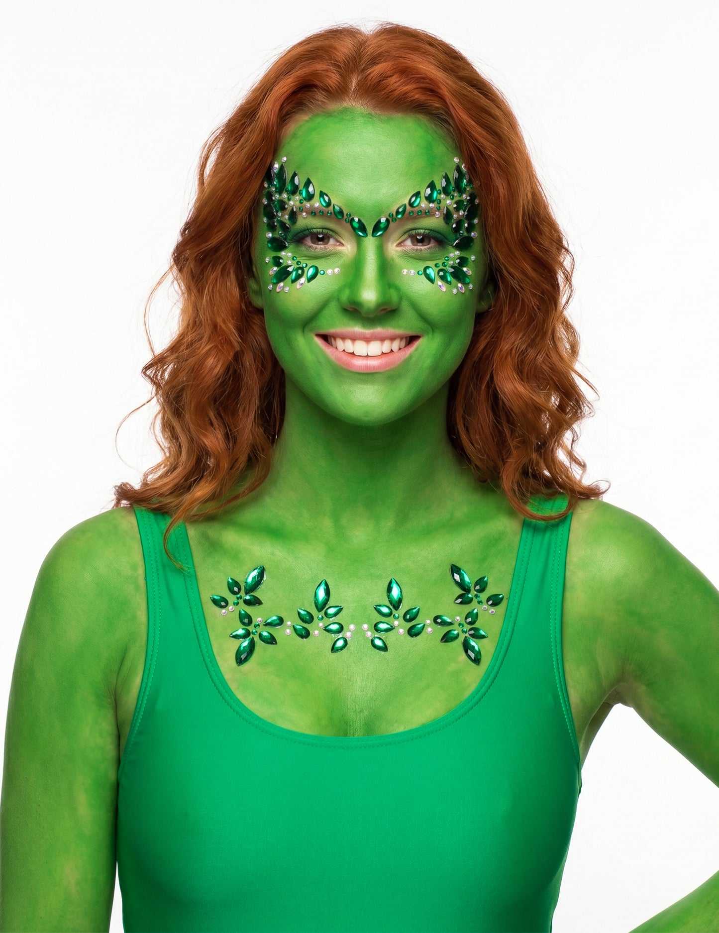 Strass adhésifs empoisonneuses verte visage et corps