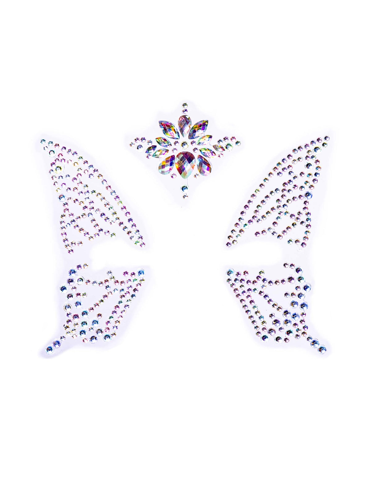 Vue d'ensemble du motif des strass adhésifs papillon visage et corps
