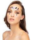 Strass adhésifs pour visage reine maléfique pour femme violet noir et ambre