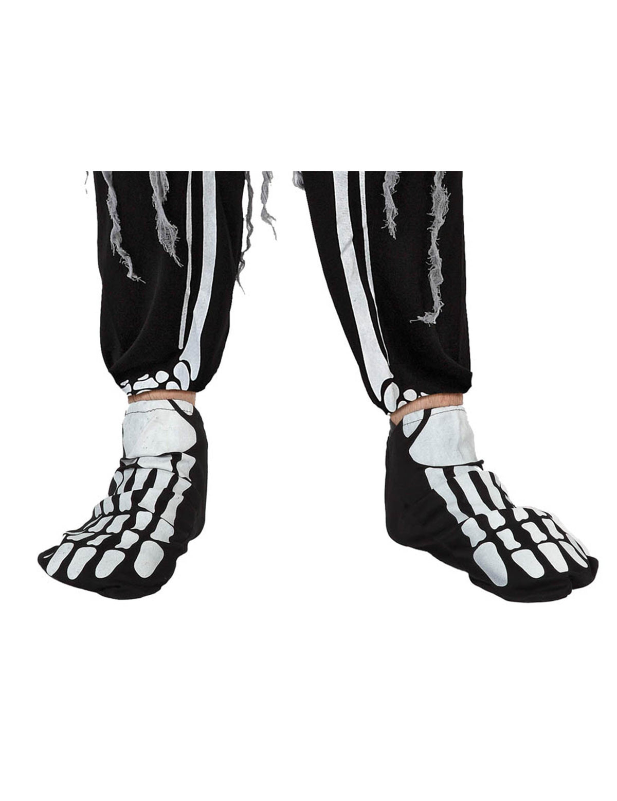 Sur-chaussures squelette Halloween pour adulte noir et blanc