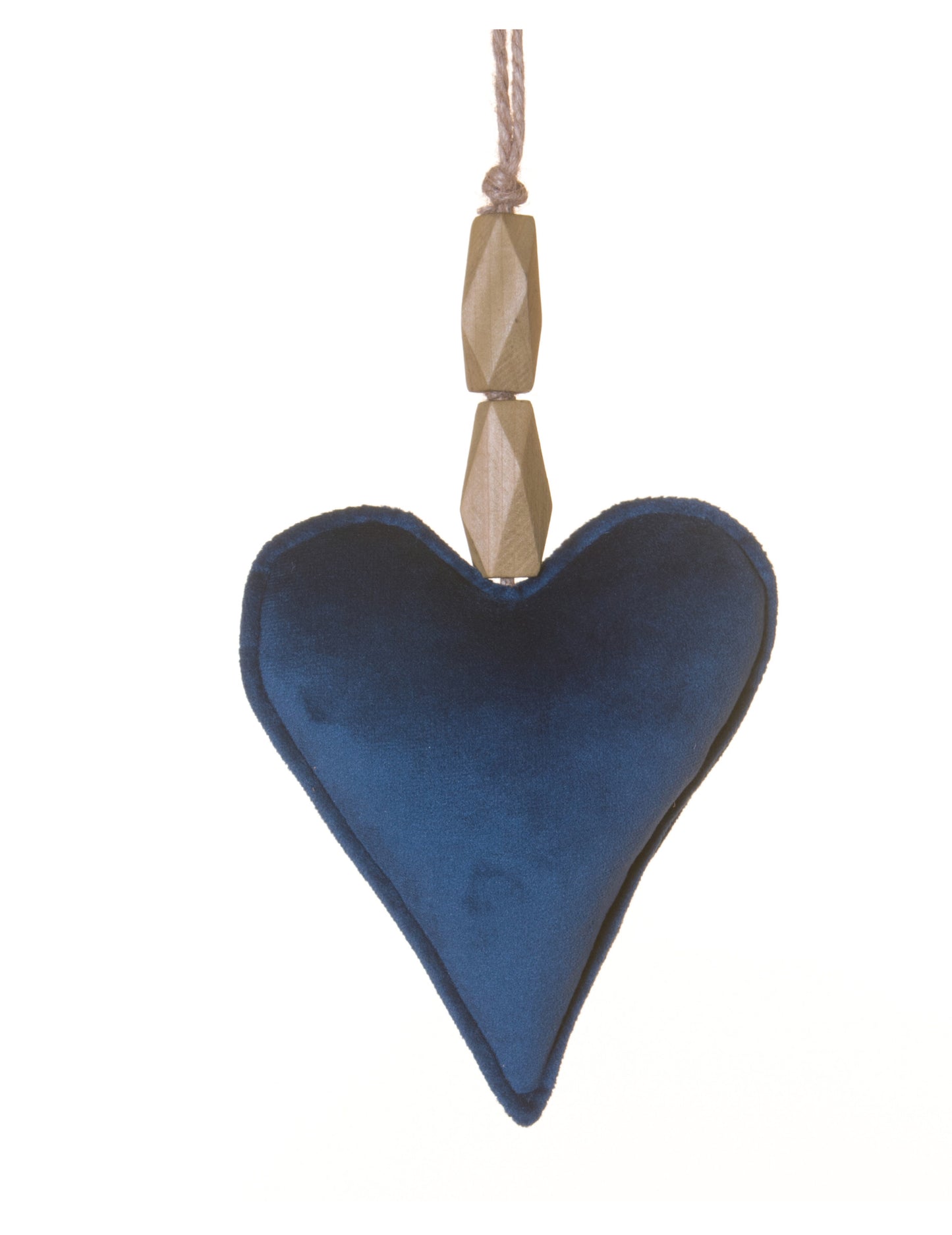 Viseča svetilka v obliki srca iz temno modrega žameta, 15 cm za božič