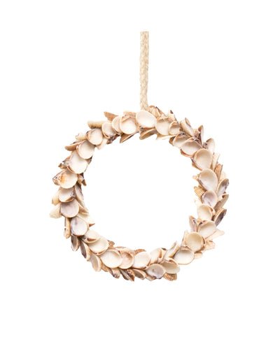 Suspension couronne de coquillages pour décoration marine blancs