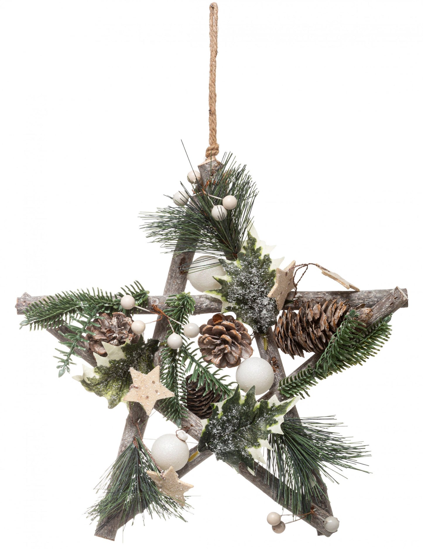 Viseča svetilka iz naravnega lesa z zvezdo 30 cm rastlinski dekor
