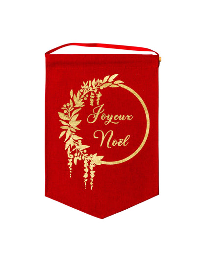 Božična viseča dekoracija iz lana, rdeča z zlatim kosmičenjem, 20 x 30 cm cm dekorativni