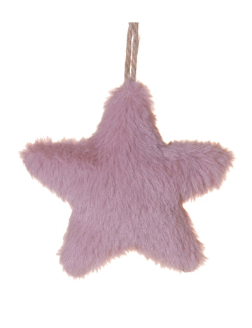 Viseča svetilka z roza krzneno zvezdo 12 cm za božič