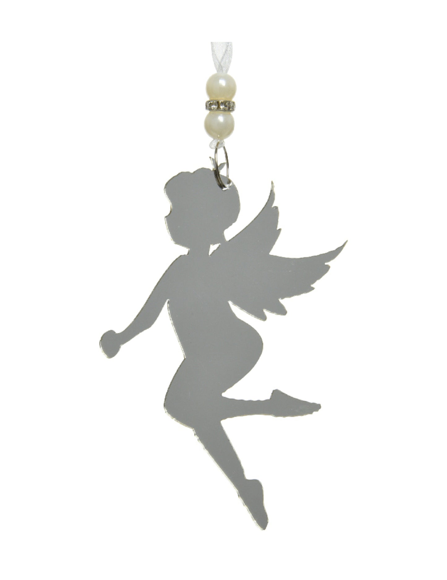 Srebrna viseča svetilka v obliki vile 12 cm, Božična dekoracija