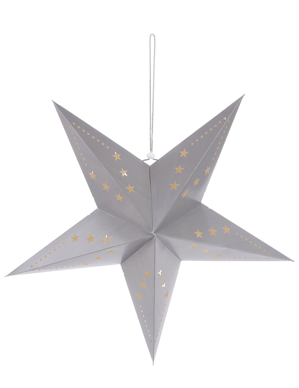 Lanterne étoile pour décoration grise avec motifs dorés