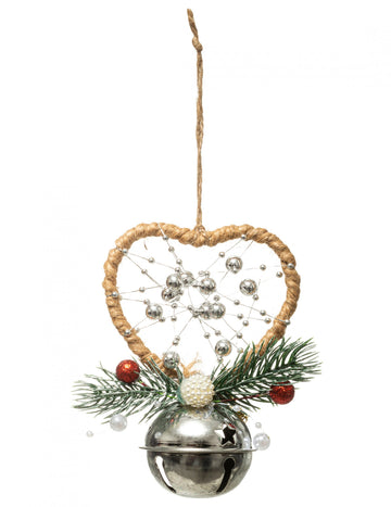 Viseča dekoracija srce in zvonček 12 cm 