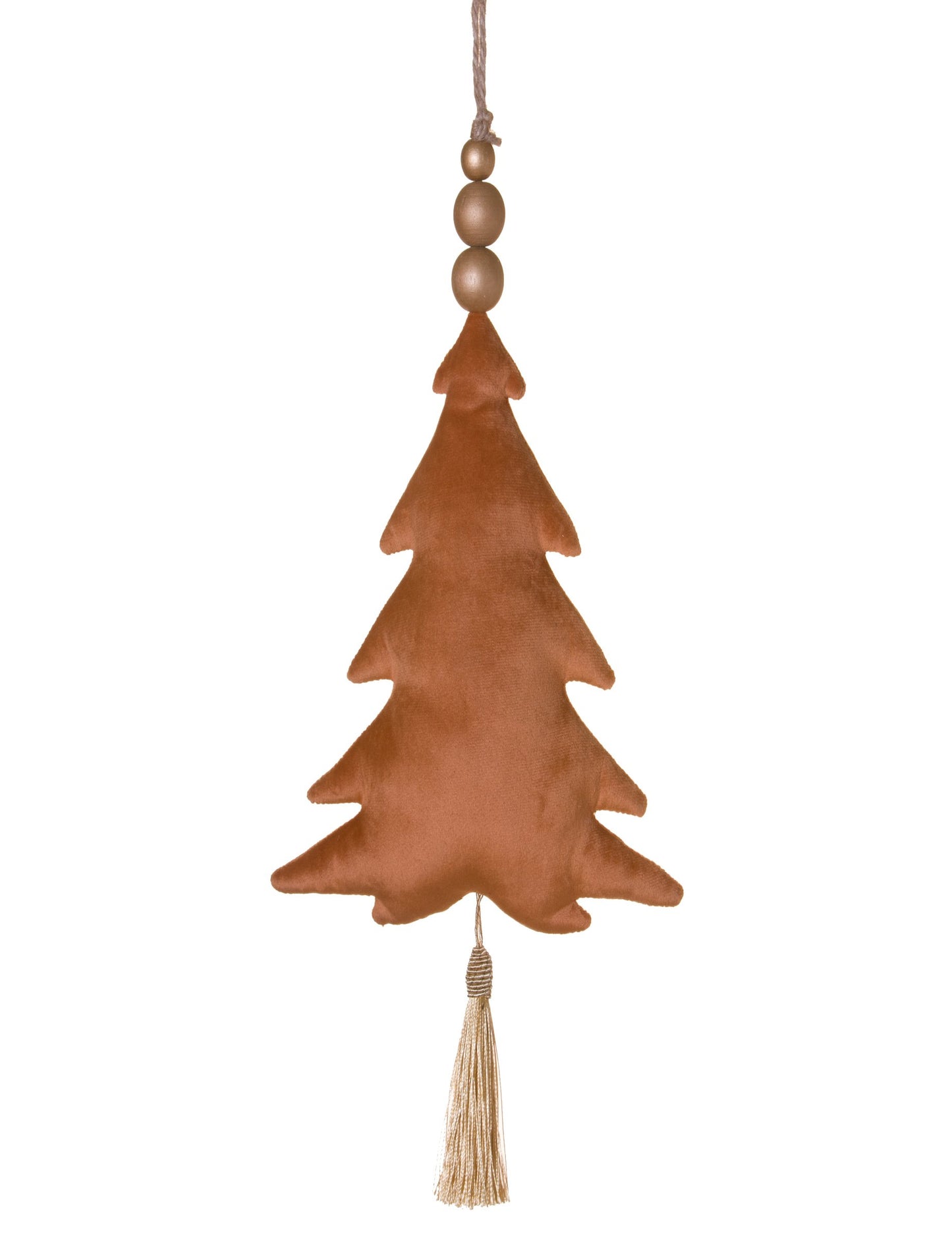 Viseča božična svetilka iz terakote in žameta 22 cm z resico iz slonovine