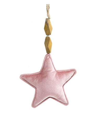 Rožnata žametna viseča zvezda 15 cm 